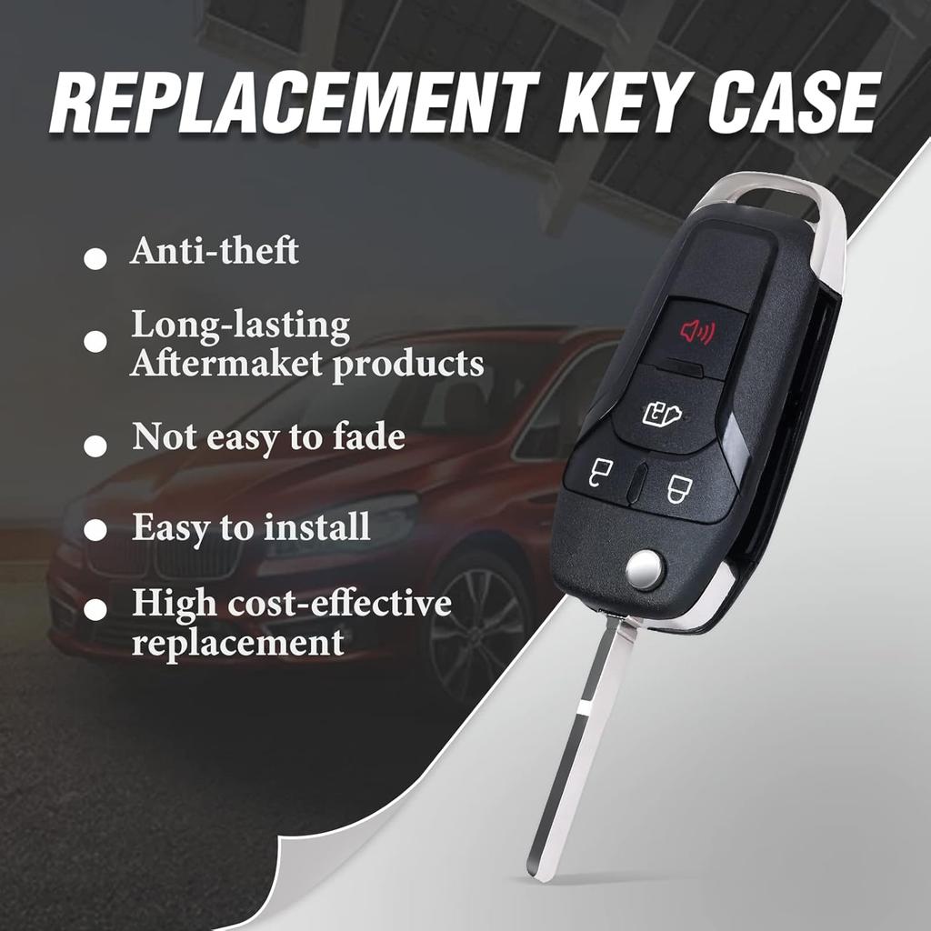 Remote Key Fob Shell Case Housing Replacement for Ford Transit Connect 2019 2020 4 Buttons (FCCID: N5F-A08TAA 164-R8236)