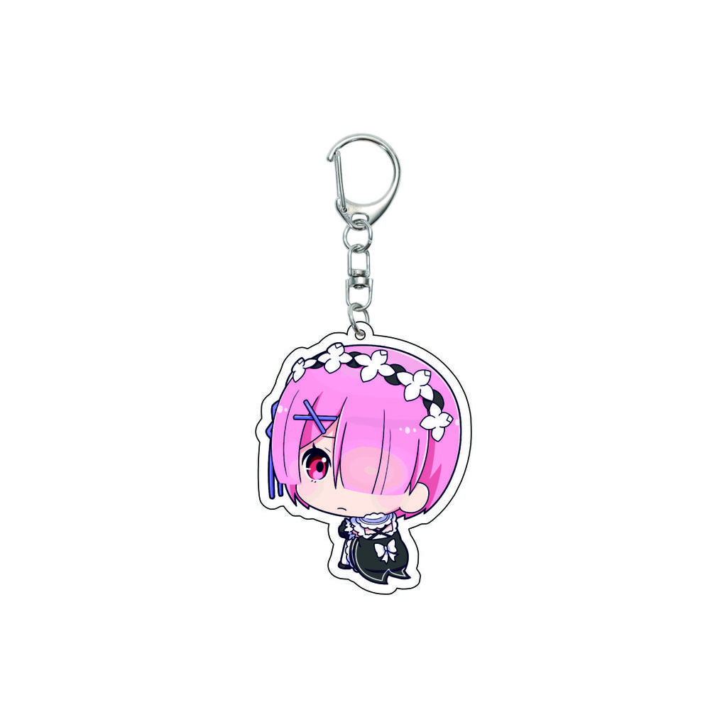 55MM Anime Re:ZERO - Iniziare la Vita in un Altro Mondo Portachiavi Natsuki Subaru Emilia Portachiavi Piastra Modello Acrilica Regali di Natale
