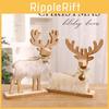 Wooden Reindeer Christmas Ornament Silver Stand Decor For Holiday Gift Giving