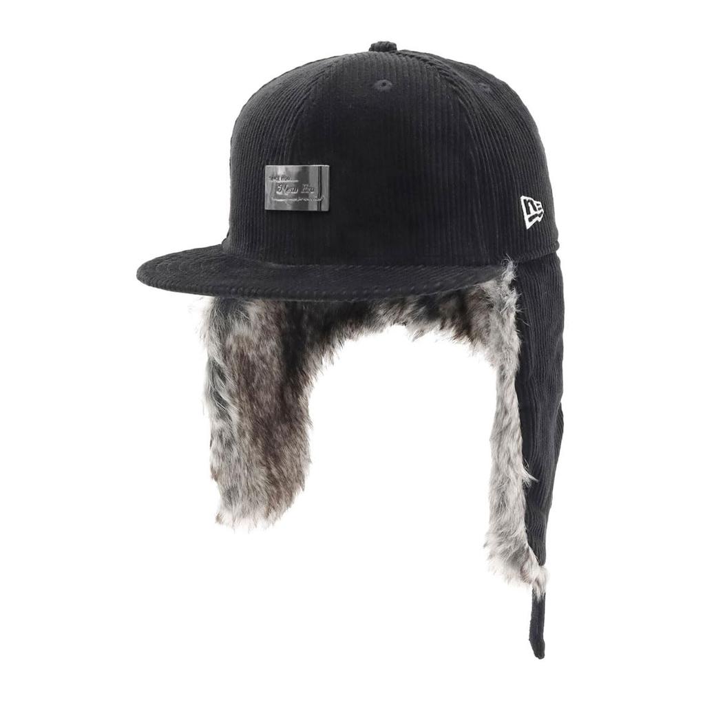 New Era 59FIFTY Dog Ear Metal Plate Cap, Black, Exclusive to ONSPOTZ, 5950 DOGEAR CORDUROY METAL PLATE BLK