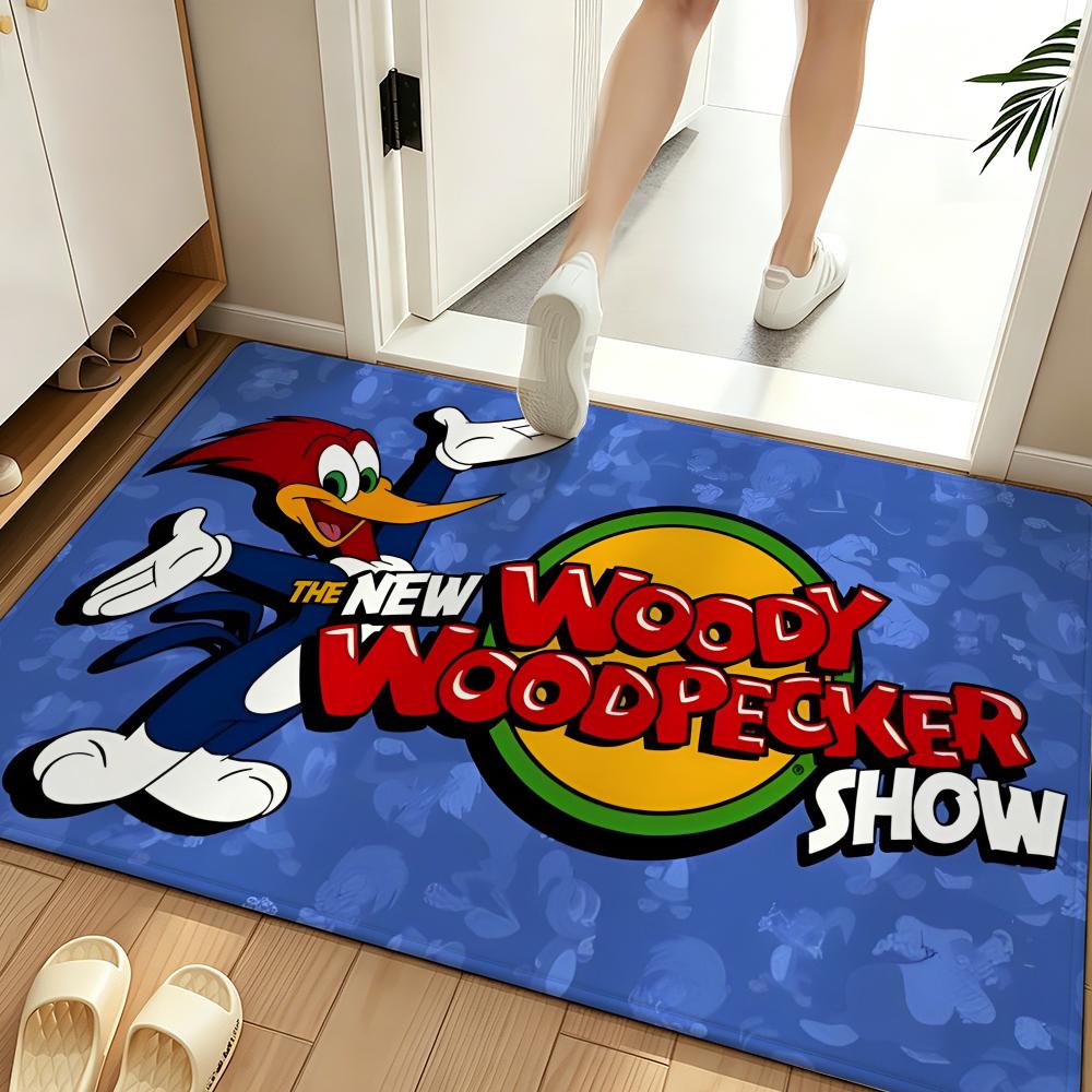 Cartoon W-Woody W-Woodpecker Floor Mat Soft Flannel Entrance Door Mat Non Slip Absorbent Bathroom Bedroom Floor Rug