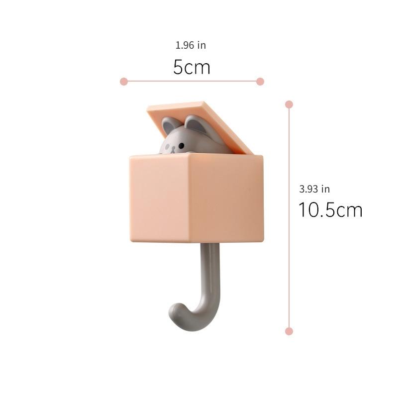 Cartoon Cat Hook Self Adhesive Dormitory Bedroom Door Hangers Hooks Key Umbrella Towel Cap Coat Rack Wall Animal Decoration Rack