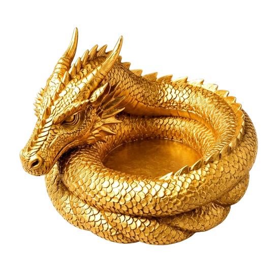 3D Printed Fantasy Dragon Catchall, Gothic Dragon Catchall Bowl, Desktop Key Storage Tray, Jewelry Tray Organizer, Desk Companion for Home золотистый