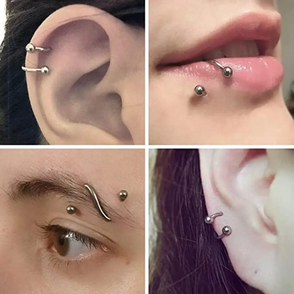 5/10/20pcs 3mm Steel Ball Spiral Ear Helix 6/8/10mm Twist Bar Ear Cartilage Tragus Lip Eyebrow Body Piercing