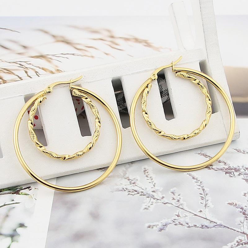 

Новые модные ювелирные изделия из нержавеющей стали, двойные глянцевые круглые серьги из витой проволоки, женские вечерние свадебные серьги Love