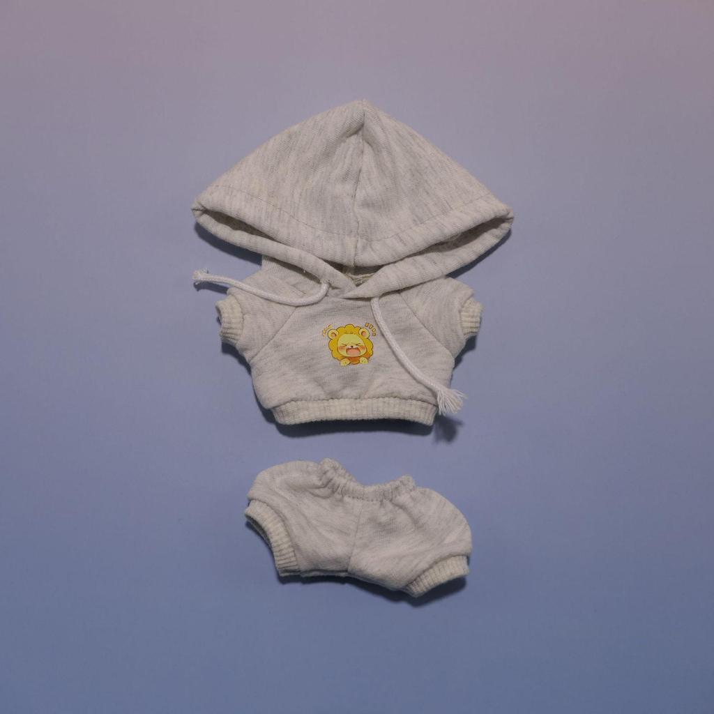 Labubu Hoodie Set: Einfarbige Puppenkleidung mit Anhänger für Erste & Dritte Generation, 17cm austauschbare Plüsch-Merchandise.