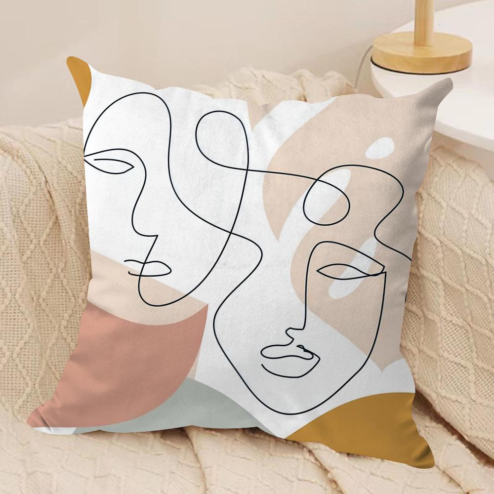 Abstract Face Collection Print Cushion Cover Soft Plush DoubleSided Printed Sofa Pillow Cushion Cover  AllSeason Decor Gift