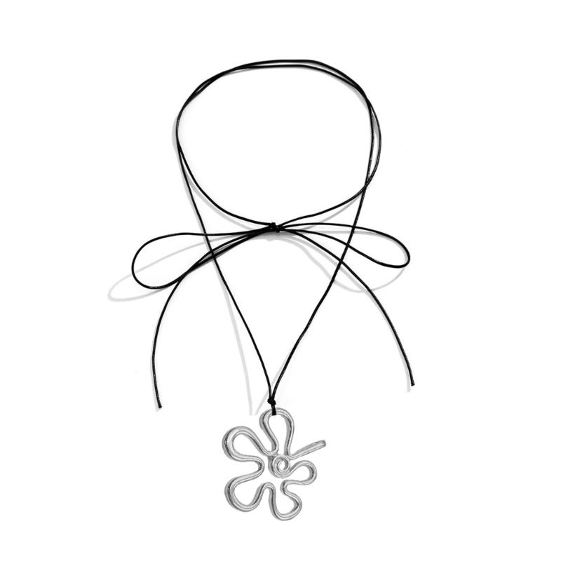 

Elegant Irregular Flower Collar Necklace Summer Choker Necklaces Temperament Long Lace up Necklace Women Jewelry 1 чёрный