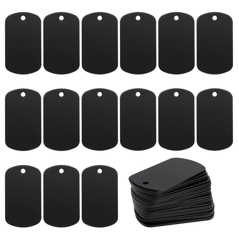 Trendy! 50 Pcs Metal Stamping Blanks Black for Stamping, Engraving Blanks Aluminum Stamping Blanks Keychain Blank Dog Tag