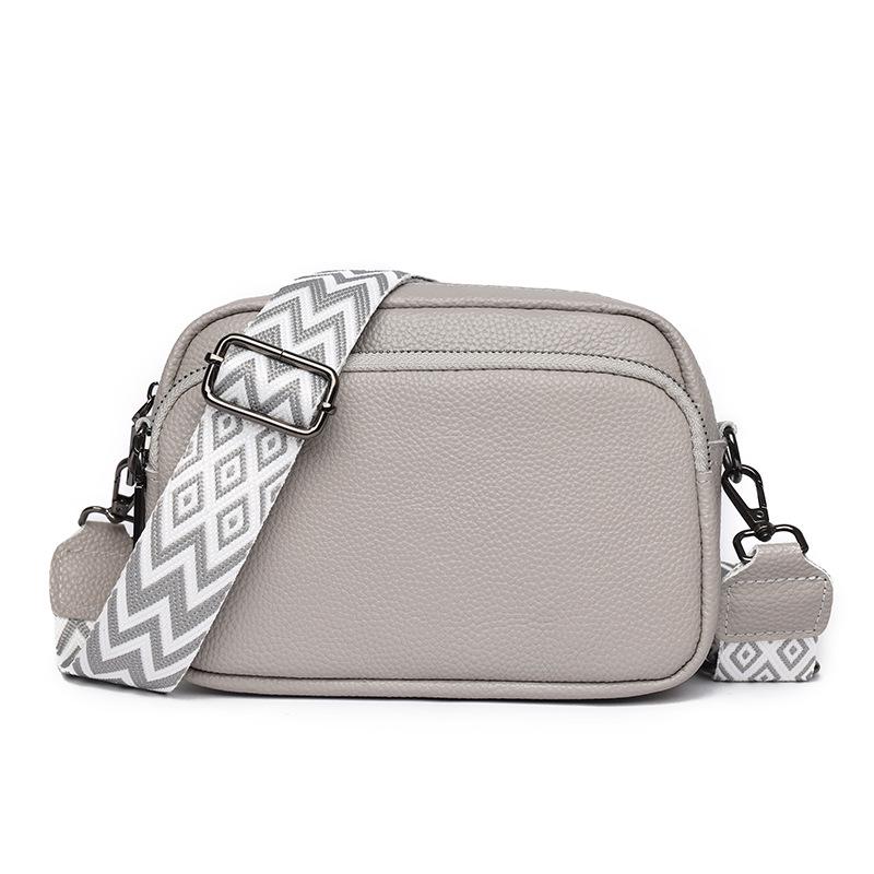 Women's Genuine Leather Lychee Pattern Shoulder Crossbody Bag - Versatile Small Square Design