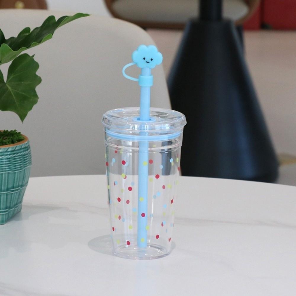 Portable 500ml Straw Coffee Cup Transparent Plastic Cold Drinking Cup Reusable Single Layer Car Tumbler Cup