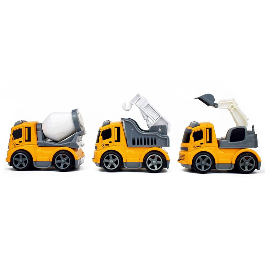 3 Kinds Inertial Engineering Vehicles Mini Model Toy Diecast Alloy Excavator Crane Bulldozer Pull Back for Boy Toys Gift for Kid