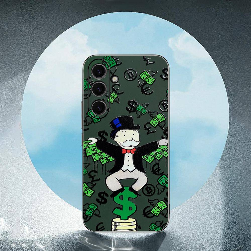 Cartoon Dollar Monopoly Luxury Black Phone Case For Samsung Galaxy S23 S24 S25 Ultra S22 Plus S21