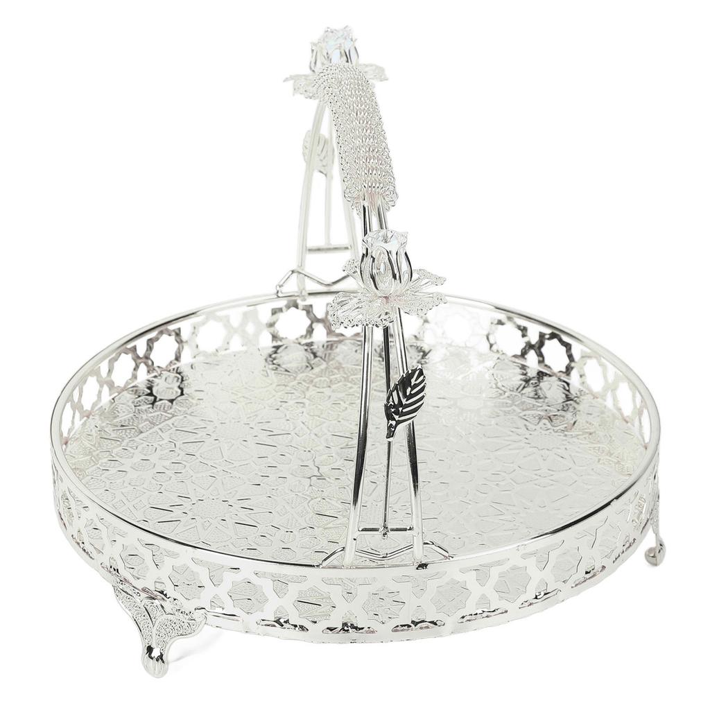 Fruit Tray Retro   Round Large Capacity Handle Design Decorative Strong Alloy Fruit Bowl for Party Family Bar Cafe