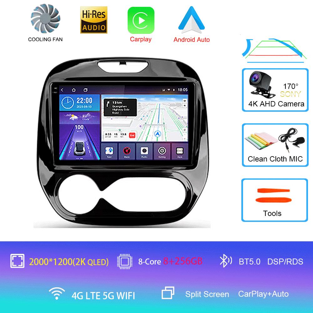Car Radio Android 14 Carplay For Renault Kaptur Captur 2016 - 2019 Navigation GPS Multimedia Player WiFi+4G Stereo Video Auto BT