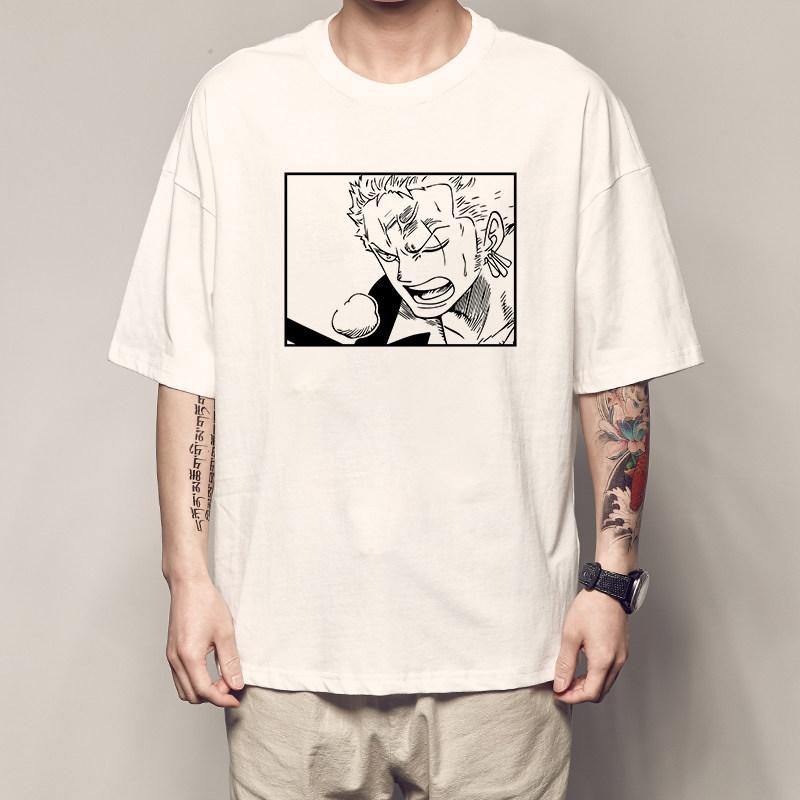 One Piece Luffy Print Tshirt for Men and Women Zoro Shortsleeved Sanji Whitebeard Eschoba Shortsleeved Top