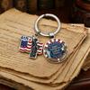 Pendentif Porte-clés, Porte-clés Double Pendentif Combiné, Porte-clés pour le 250e Anniversaire de la Fondation des États-Unis avec Anneau Métallique Épaissi