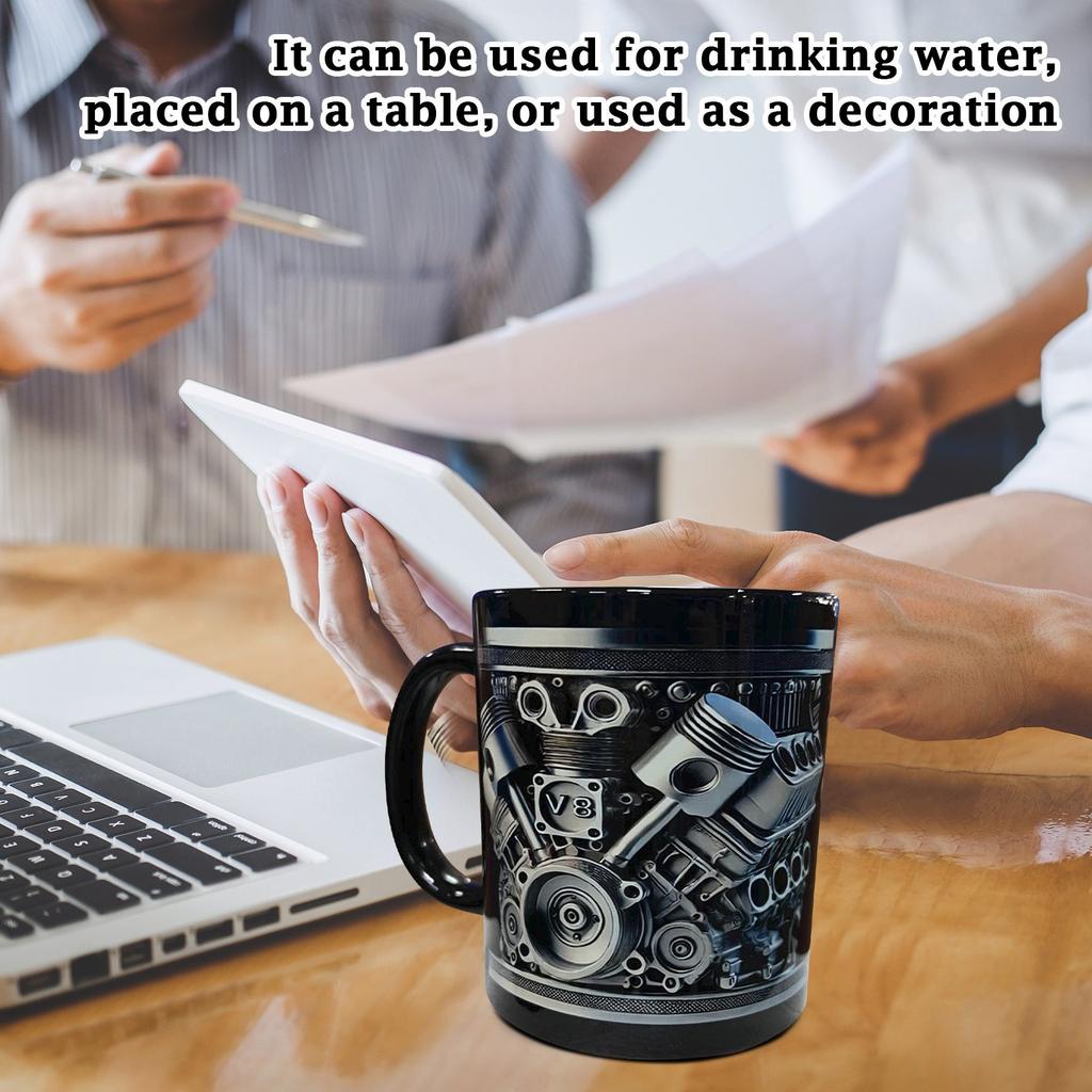 Personalized Stainless Steel Mug - V8 & V6 Engine Design, & Stylish, Perfect For Car Enthusiasts