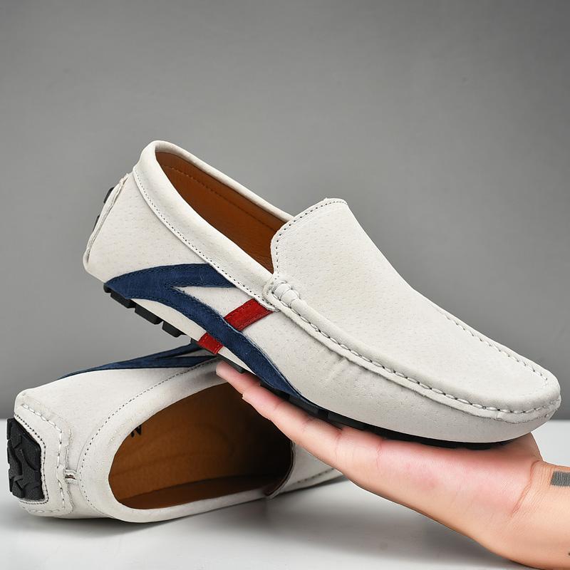 Street Fashion Men's Loafers Slip-ons Genuine Leather Brown Casual Business Dress Shoes Party Wedding Mens Footwear