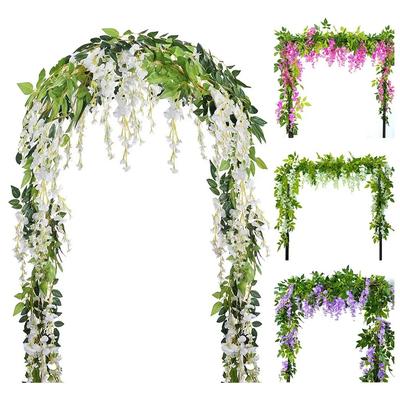 Guirlande de Fleurs de Glycine Artificielles Luxuriantes 70,8" Décoration d'Arche de Jardin de Mariage en Extérieur Guirlande de Fleurs Suspendues Fête Fleur Artificielle