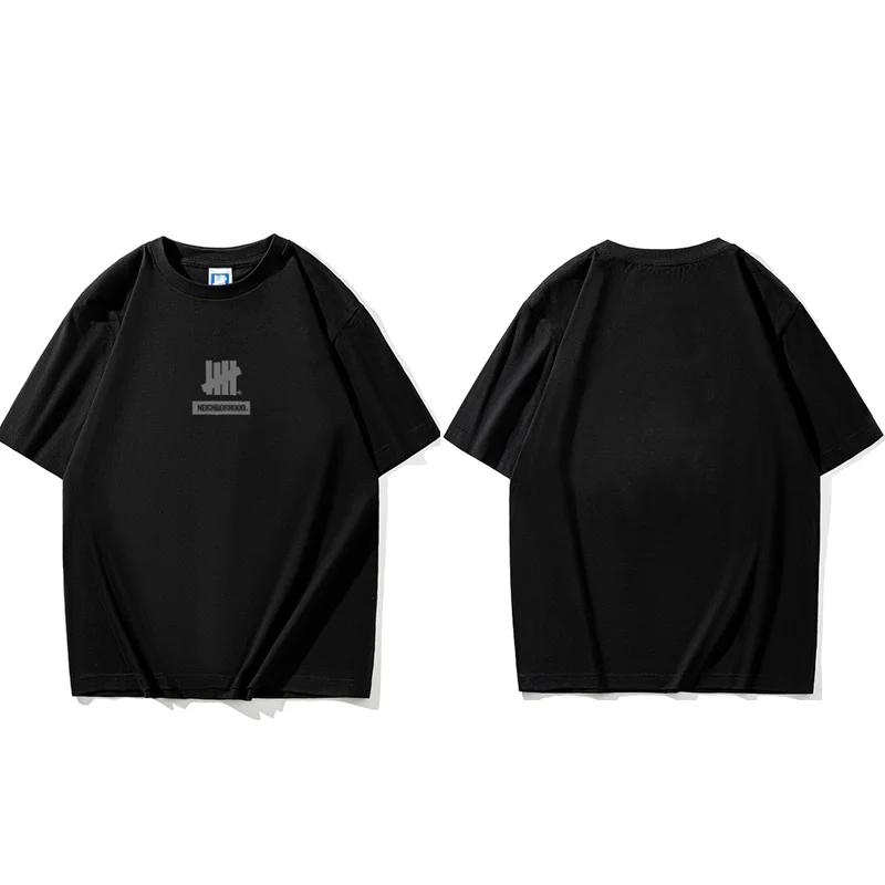 Trendy Brand Unbeaten Five Bar New Loose Short Sleeved Pure Cotton American High Street Round Neck Couple T-shirt Men's Ins