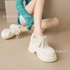 12Cm inner height increase muffin thick-soled leather single shoes spring new waterproof table small thick heel lace-up casual leather shoes