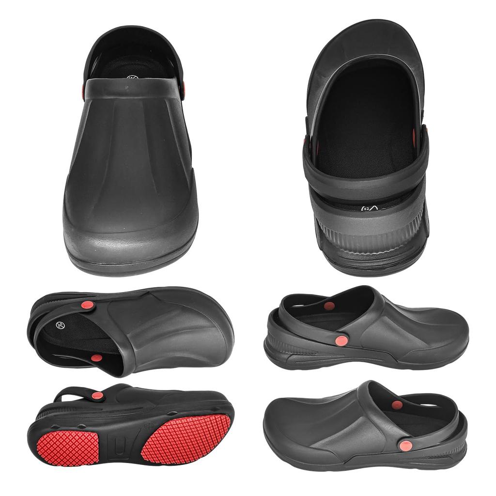 Hazako Chef Shoes for Men and Women, Black, Kitchen Clogs, Non-Slip, Waterproof, EVA Resin Work Shoes, S-120 [Black, L, 24.0-24.5 Cm]