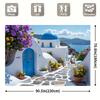Santorini Greece Tapestry Backdrop, Mediterranean Coastal Background for Photoshoot