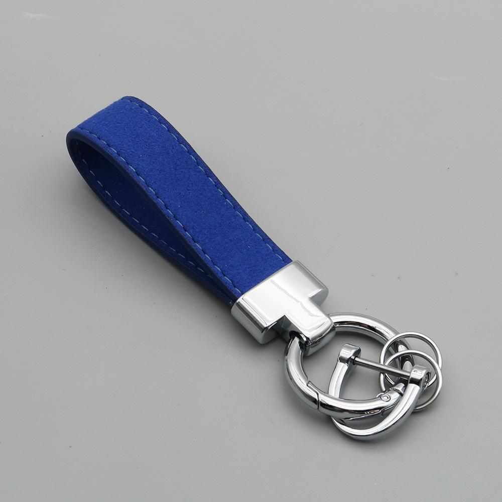 Laser Custom Logo Keyring Box Set Gift Personalized Name Number T Buckle Suede Leather Keychain Bag Car Key Chain Men’s Women‘s