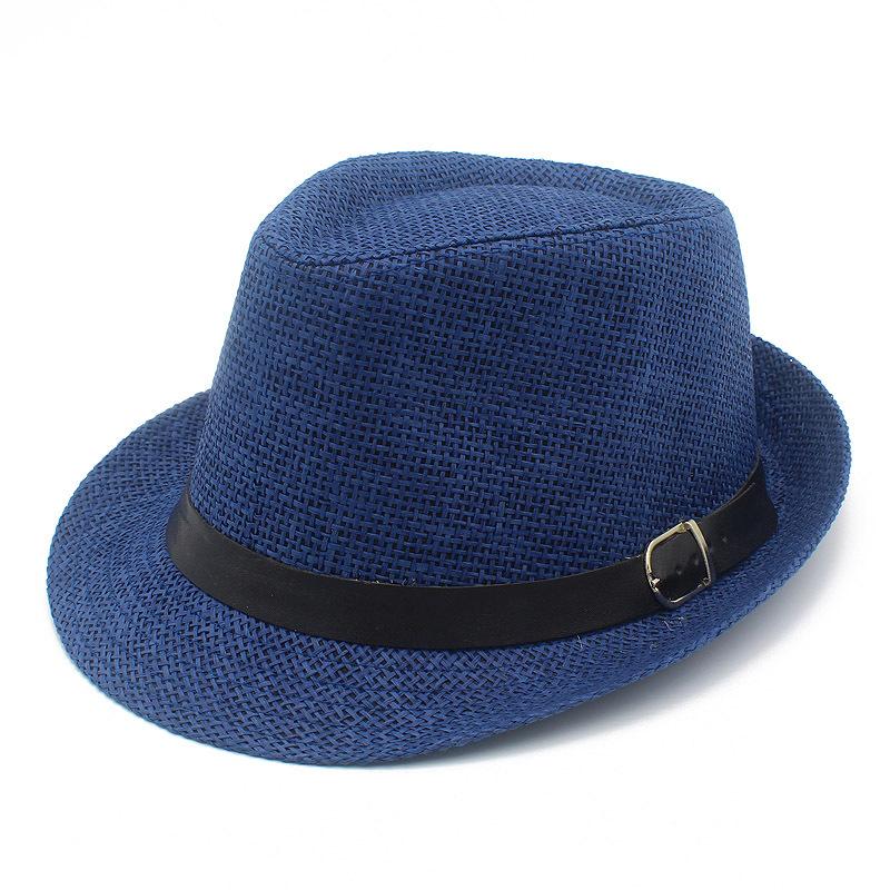 Spring and summer curled jazz straw hat breathable black belt sunshade top hat middle-aged and elderly travel hat outdoor sun protection