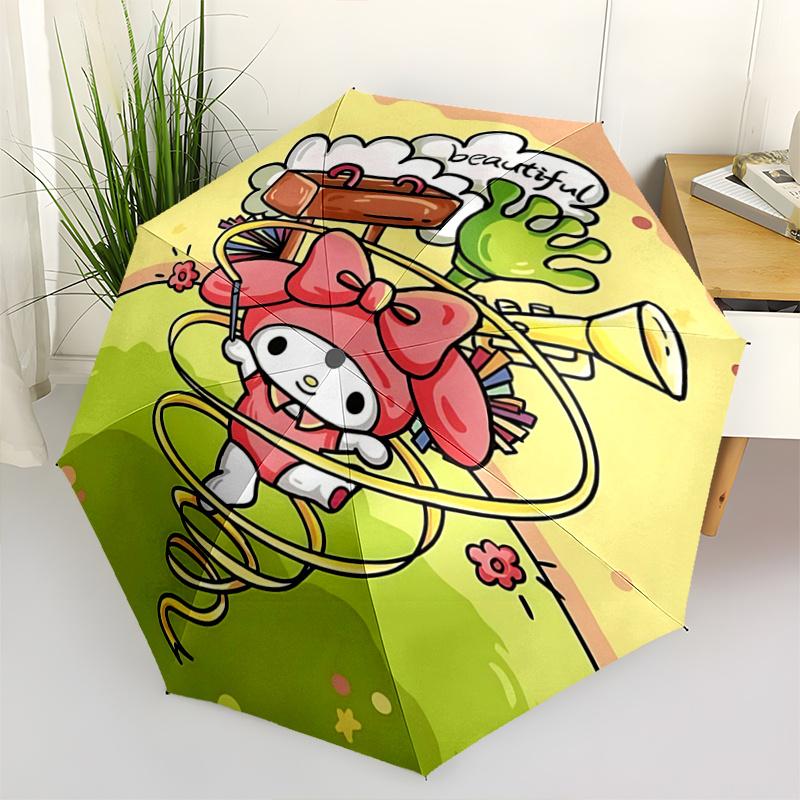 

1pc My Melody Automatic Opening Folding Umbrella with Hula Hoop Design - Portable 3-Fold Iron Frame Outdoor Umbrella for Festivals, Travelers, Daily U
