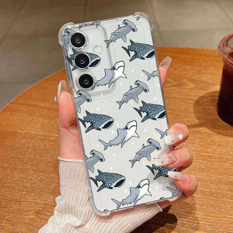 Whale Turtle Pattern Clear Phone Case For Samsung Galaxy S26 S25 S24 S23 Ultra S22 S26 Plus S21 S24 S25 FE Shockproof Soft Cover