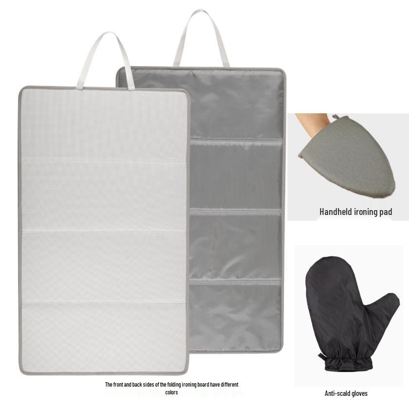 Three-Fold Heat-Resistant Portable Ironing Board Pad - Foldable, Flat, and Hanging Type