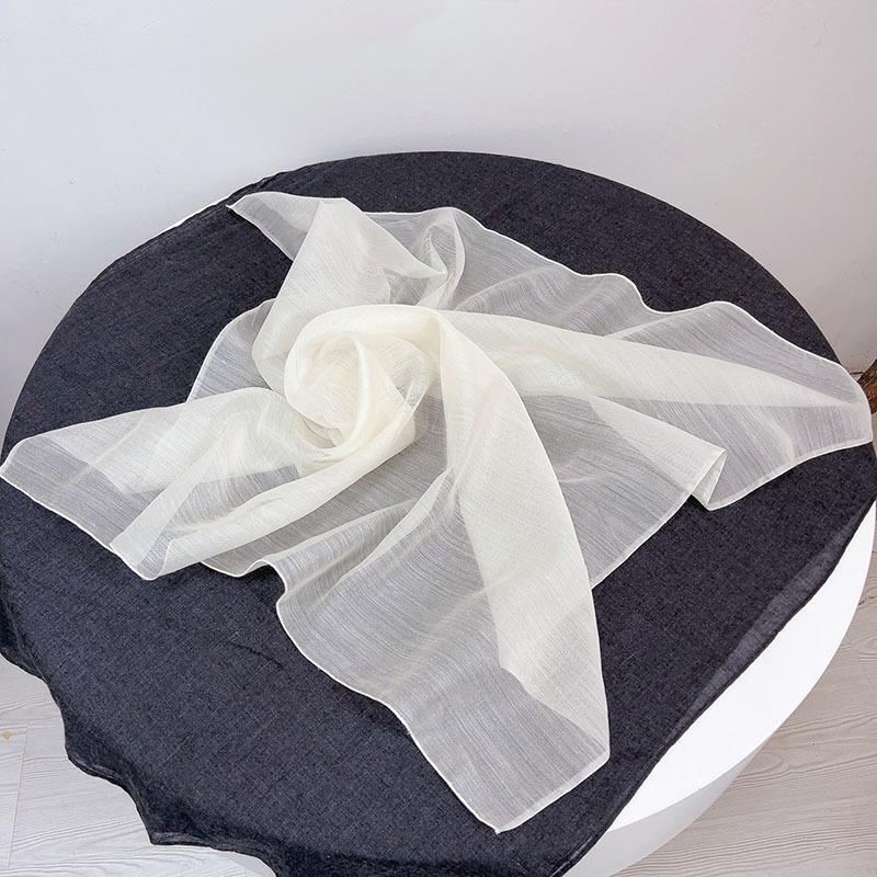 Popular Flax Plant Dyed White Scarf Summer Sunscreen Silk Silk Scarf Solid Color Cotton And Linen Shawl