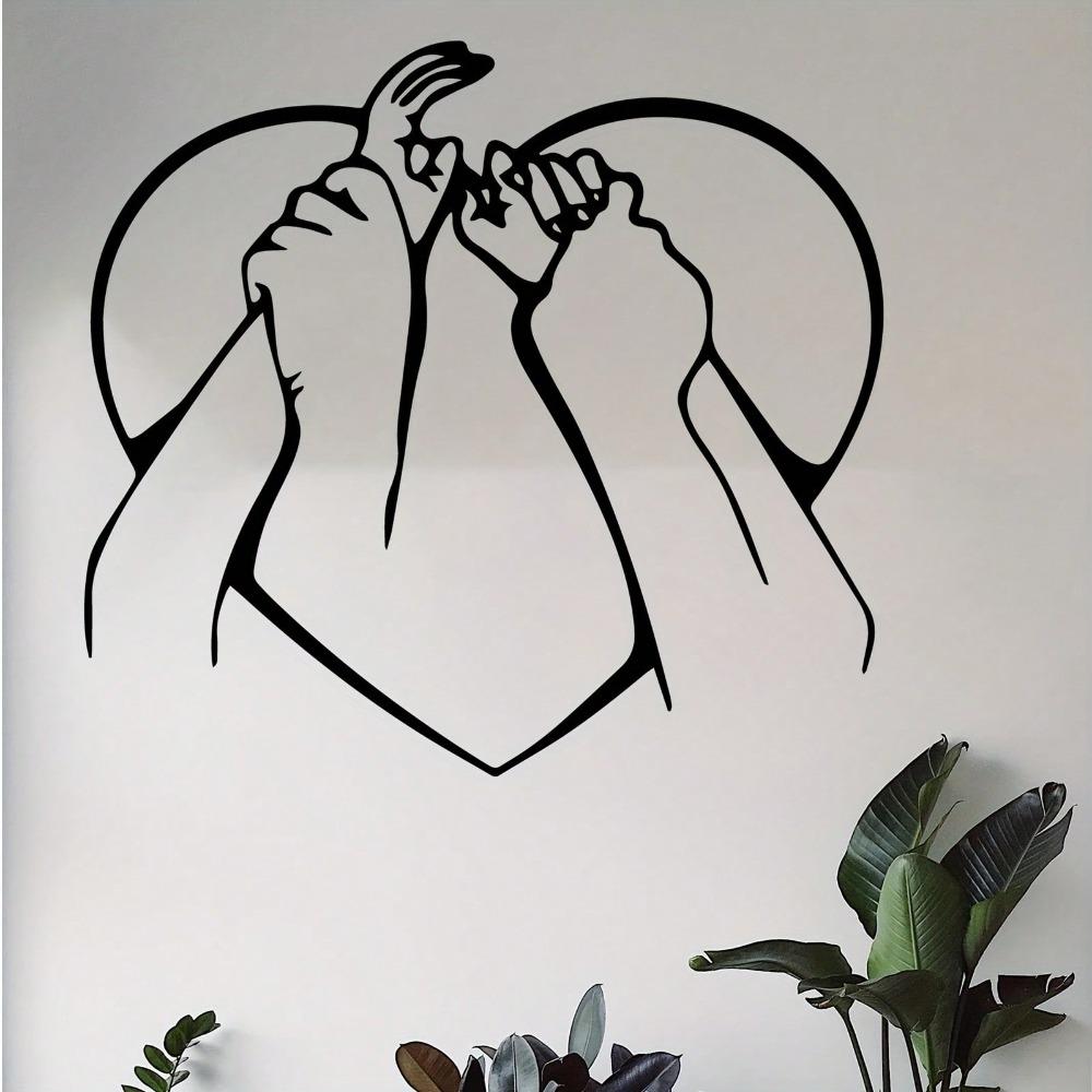 Metal Couple Hand in Hand Wall Art Romantic Powder Coated Decor for Wedding Valentine Bedroom Garden