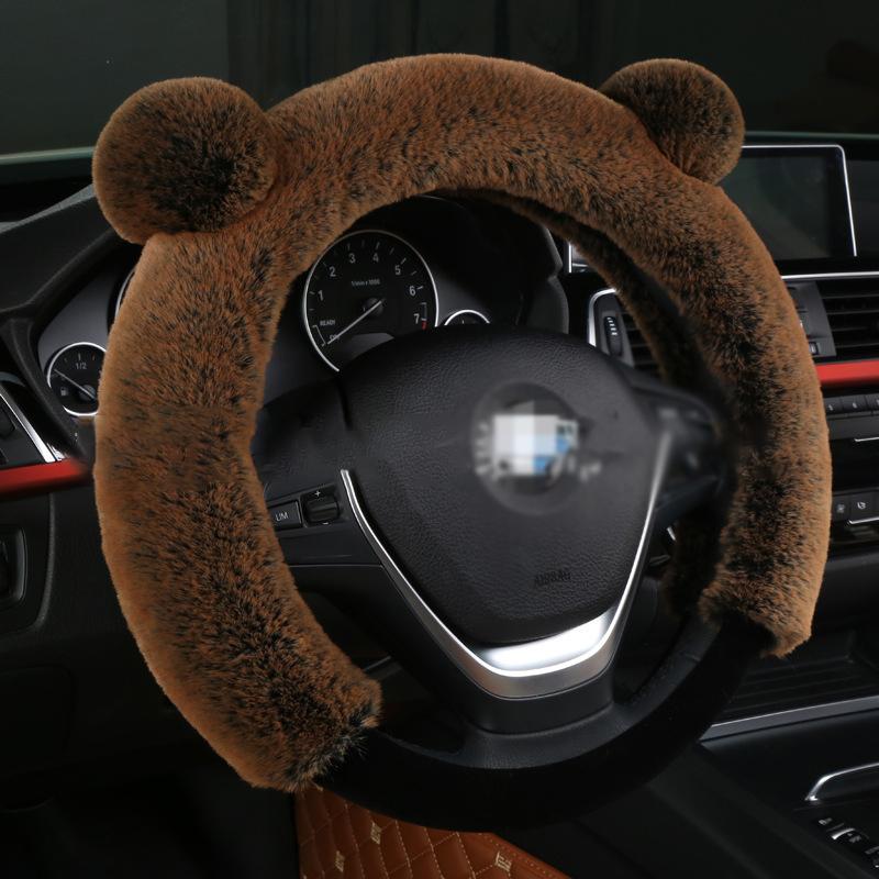 Husă universală pentru volan, cu desene animate, plus urechi Kawaii, drăguț, iarnă, husă caldă, accesorii pentru interior auto