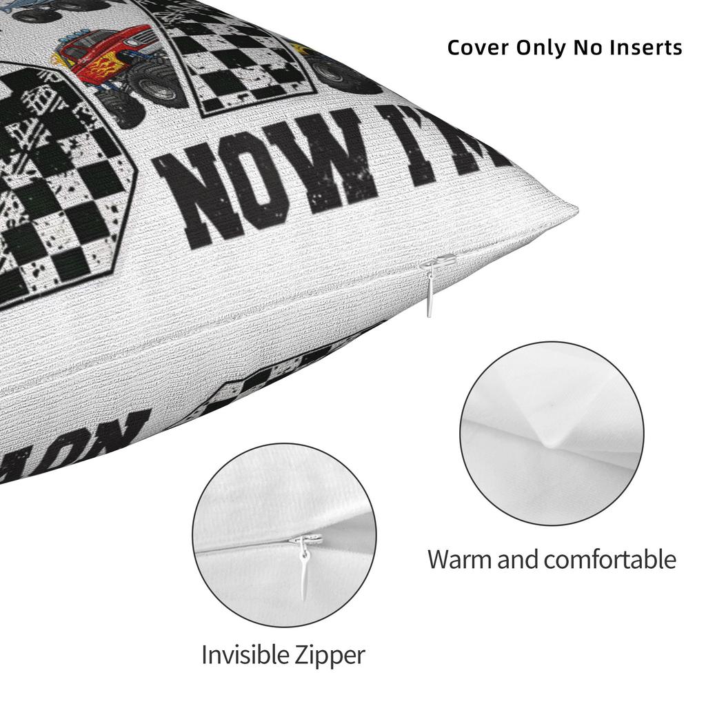 67 Trucks 7th Birthday Boy I was 6 Now Im 7 Six Seven Checkered Pillow Cover Pillow Case For Sofa Bedroom Cushion Cover Gift