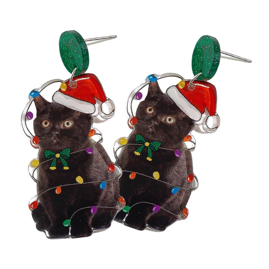 Christmas Tassel Dangle Earrings Acrylic Texture Festival Jewelry Fashion Pendant Earrings Present for Women and Girls
