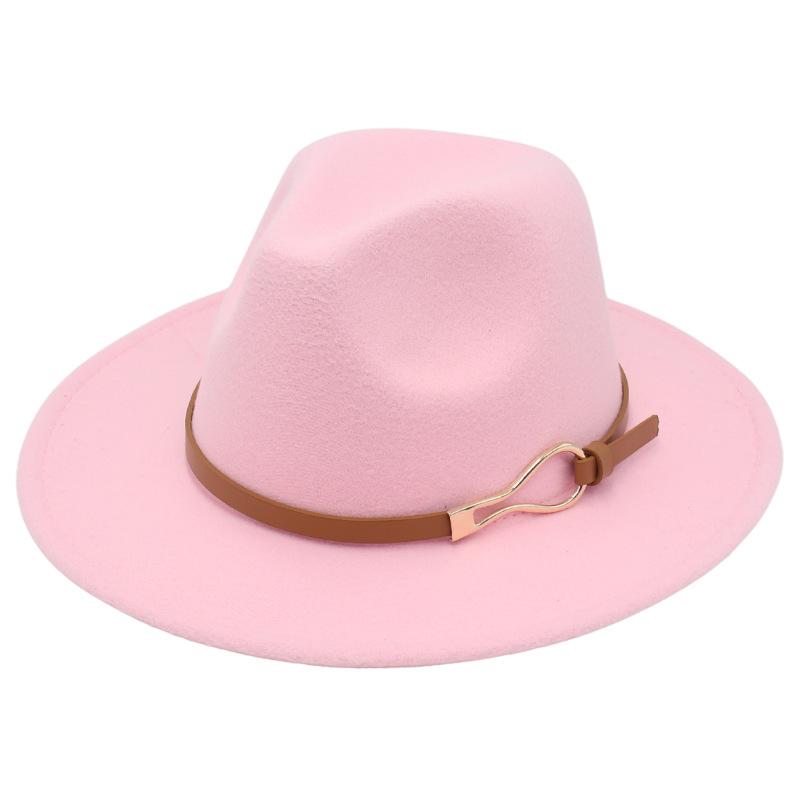 Foreign Trade Elegant Felt Hat Belt Buckle Top Hat Modified Face Jazz Hat British Dance Performance Woolen Hat Literature And Art