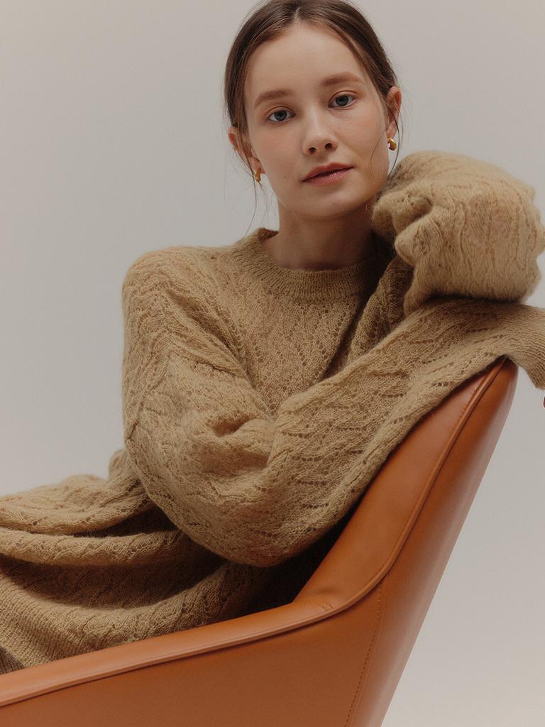 OUEL Mohair Loose Fit Knit_Camel