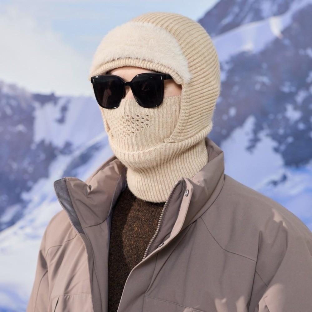One Size Knitted Balaclava Hat Windproof Fleece Face Mask Hat Windproof Beanie Hat Outdoor Cycling