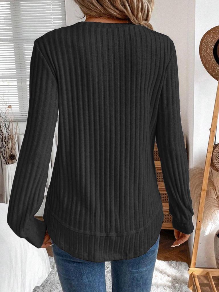 2025 Autumn Women's Long Sleeve Knit Pullover - Solid Color, European American Style, Versatile Round Neck