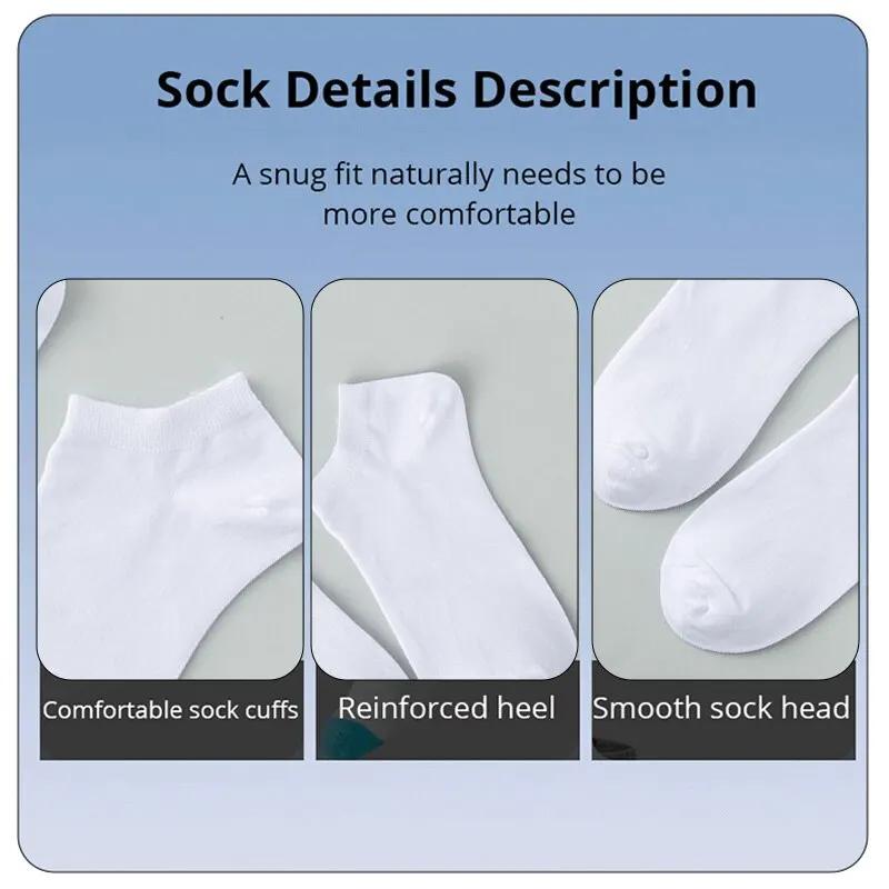 10 Pairs Women Socks Breathable Sports Socks Solid Color Boat Socks Comfortable Cotton Ankle Socks White Black