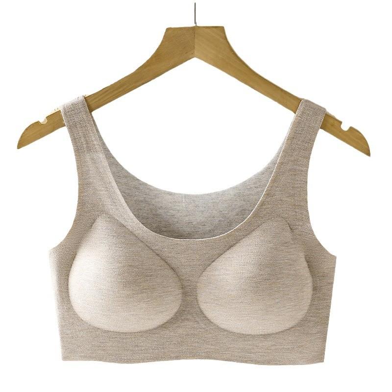 Beige Seamless Wireless Bra With Removable Pads M серый