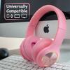 PowerLocus PLED Pink Wireless Bluetooth Headphones FOR KIDS with LED