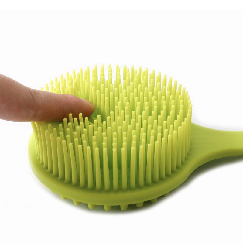 Silicone Bath Brush Long Handle Shower Scrubber with Massage Points for Deep Cleaning