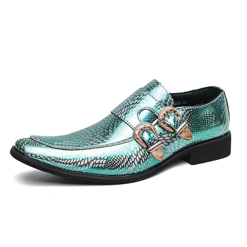 Elegant British Style Party Dress Shoes Flat Loafers Men's Chelsea Shoes Luxurious Purple Men's Business Pointed Shoes