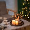 Rustic Round Wooden Serving Tray Decorative Ottoman Tray for Candles Vases & Table Centerpieces Home Decor