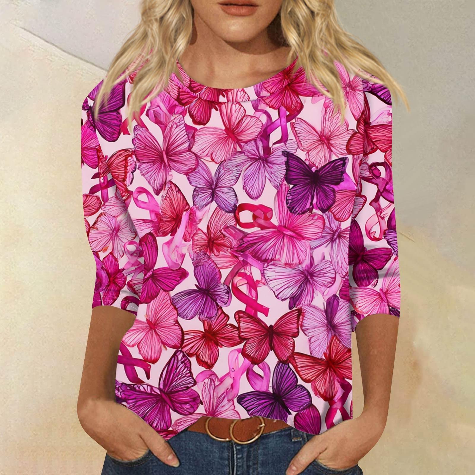 

Женская модная повседневная блузка с рукавами 7/8, принтом, свободного кроя, с круглым вырезом XXL фиолетовый