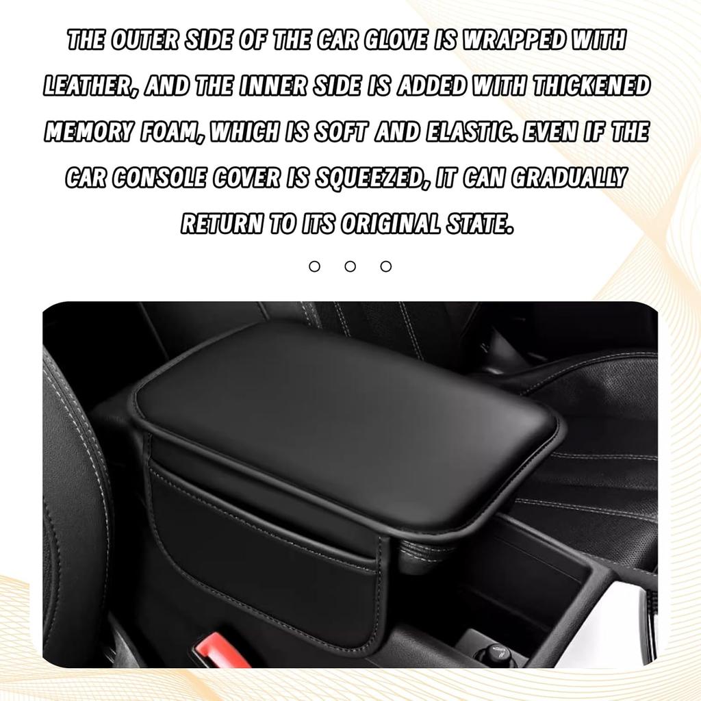Car Center Console Cover, Leather Comfort Armrest Cover With 2 Storage Bag, Interior Car Accessories Universal Car Arm Rest Cover Pad For Car